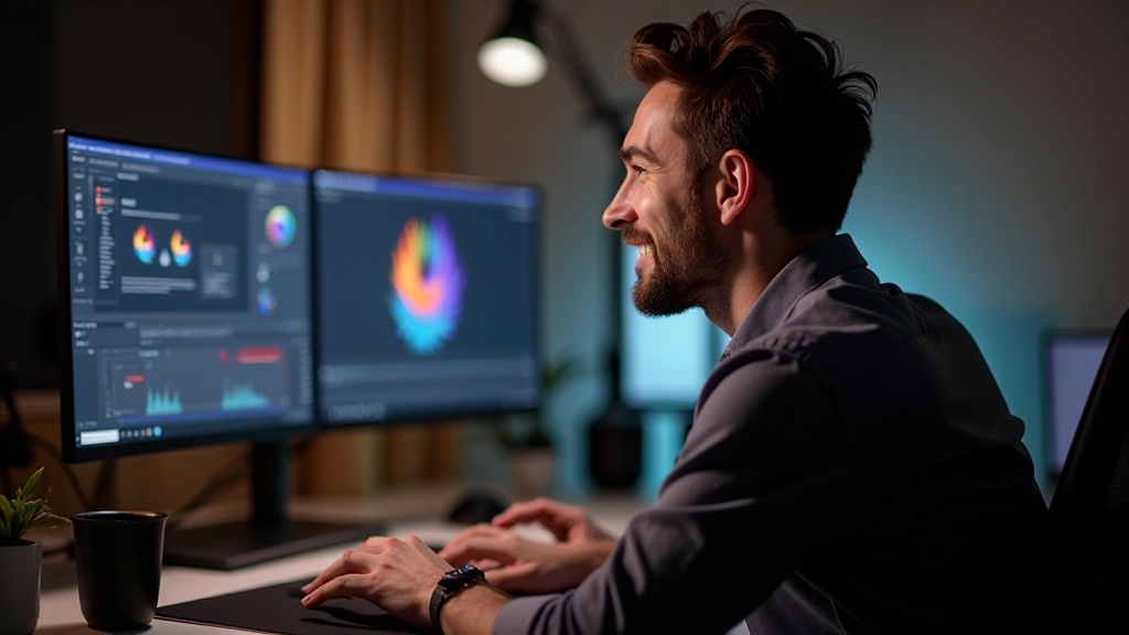 Diseñador trabajando en After Effects creando animaciones vectoriales para exportar a Lottie