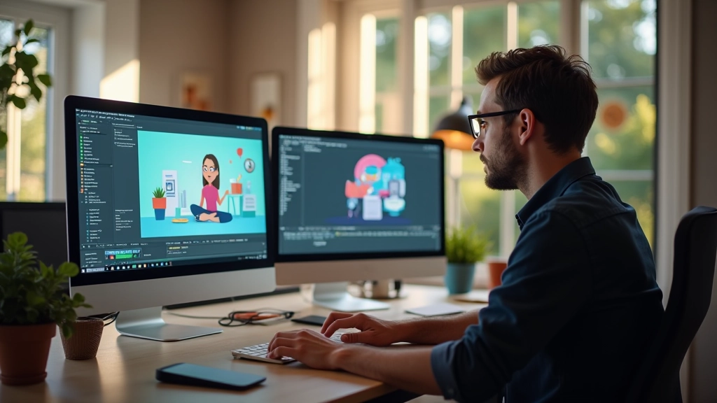 Diseñador trabajando en animaciones Lottie en estudio moderno